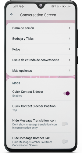 Personalización de chats en WhatsApp Plus